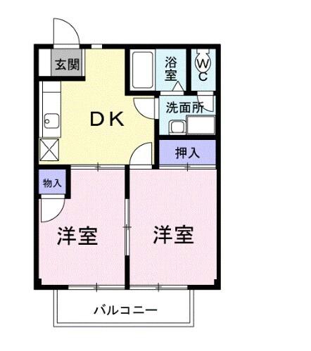 メゾンKATO(2DK/1階)の間取り写真