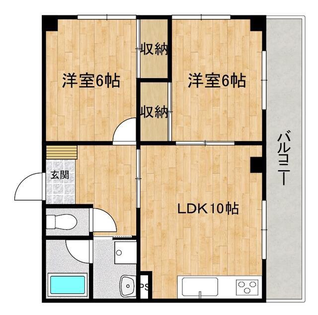 レジデンスKYA(2LDK/2階)の間取り写真