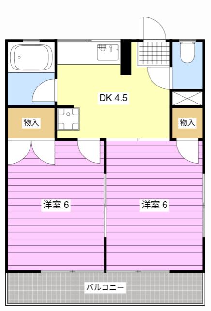 コーポ美和(2DK/2階)の間取り写真