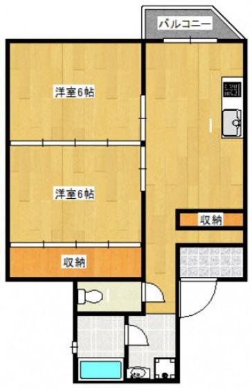 光山ビル(2DK/4階)の間取り写真