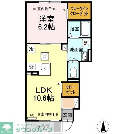 EXCELLENT国立(1LDK/1階)の間取り写真