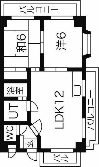 シャンポール天子田(2LDK/4階)の間取り写真