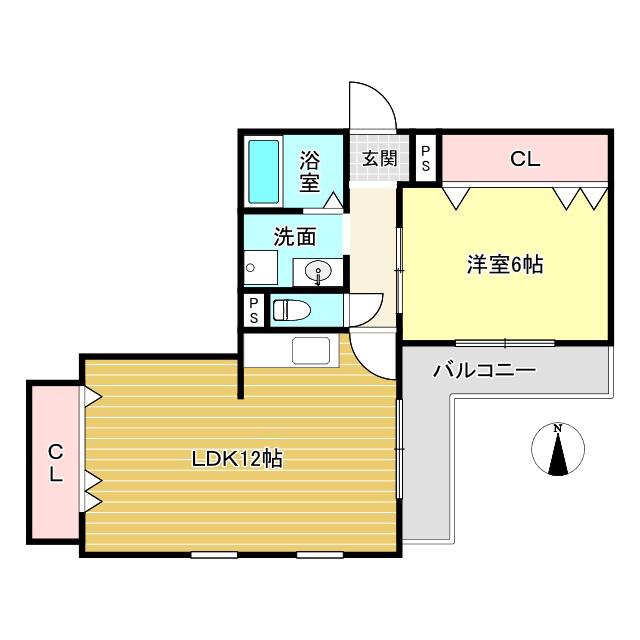 石橋ビル(1LDK/2階)の間取り写真