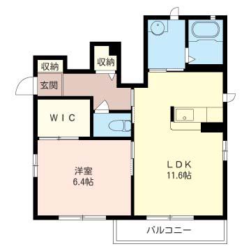 ルミエール V(1LDK/1階)の間取り写真