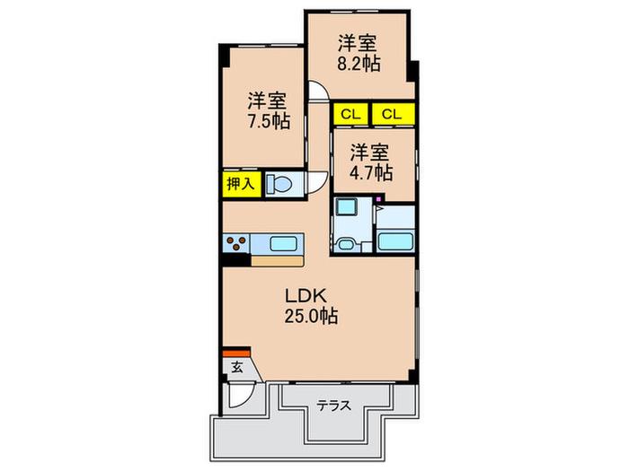 ガーデン楠葉(3LDK/1階)の間取り写真