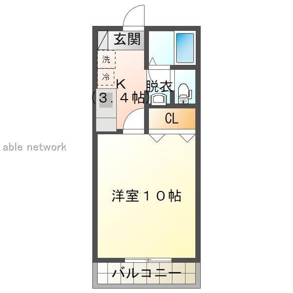 サンロイヤル中山(1K/2階)の間取り写真