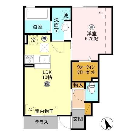 カレントII(1LDK/1階)の間取り写真