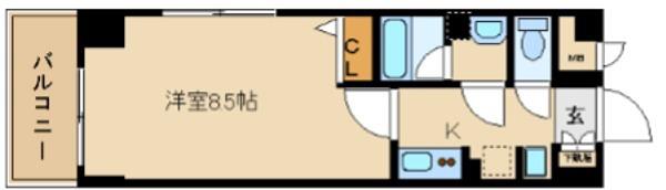 アスヴェル京都二条駅前II(1K/6階)の間取り写真