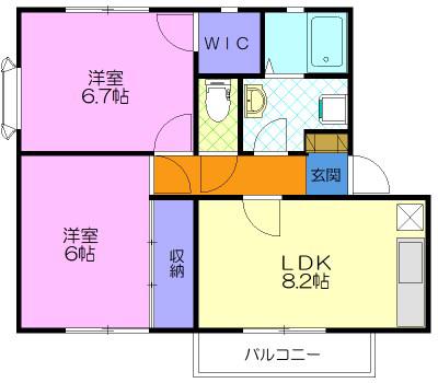 グリーンヴィラⅤ(2LDK/1階)の間取り写真