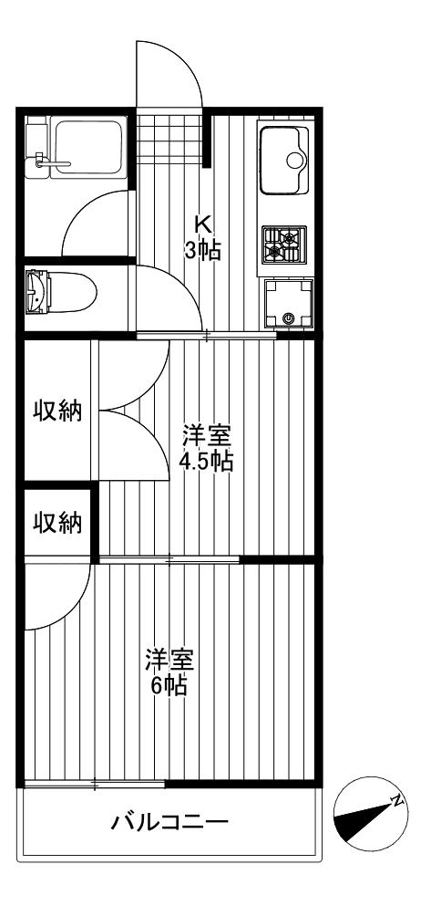シティハイムグリーン(2K/1階)の間取り写真