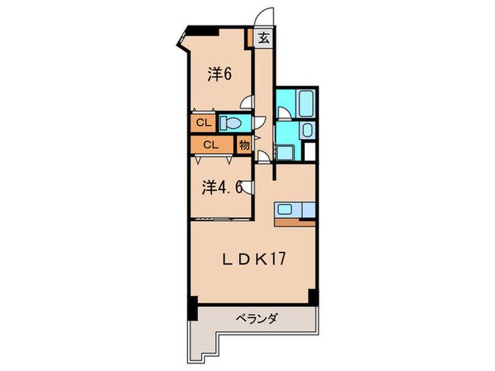 光栄ハイツ伊丹(2LDK/2階)の間取り写真
