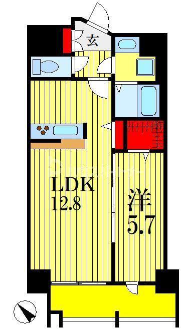 AU SOLEIL CHIBA(1LDK/6階)の間取り写真