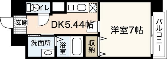 玉川ビル(1DK/4階)の間取り写真
