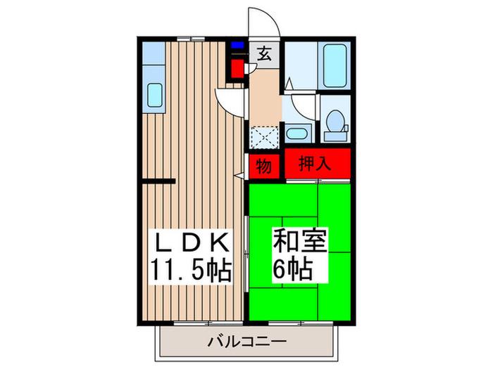 シャルム(1LDK/2階)の間取り写真