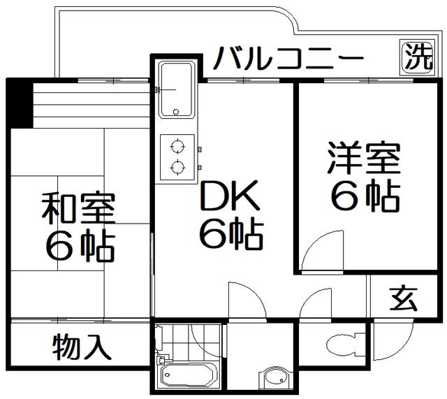 セブンスターマンション(2DK/7階)の間取り写真