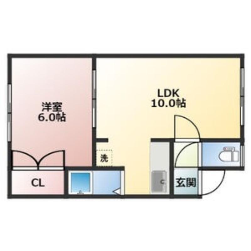 エバメゾン北郷(1LDK/3階)の間取り写真