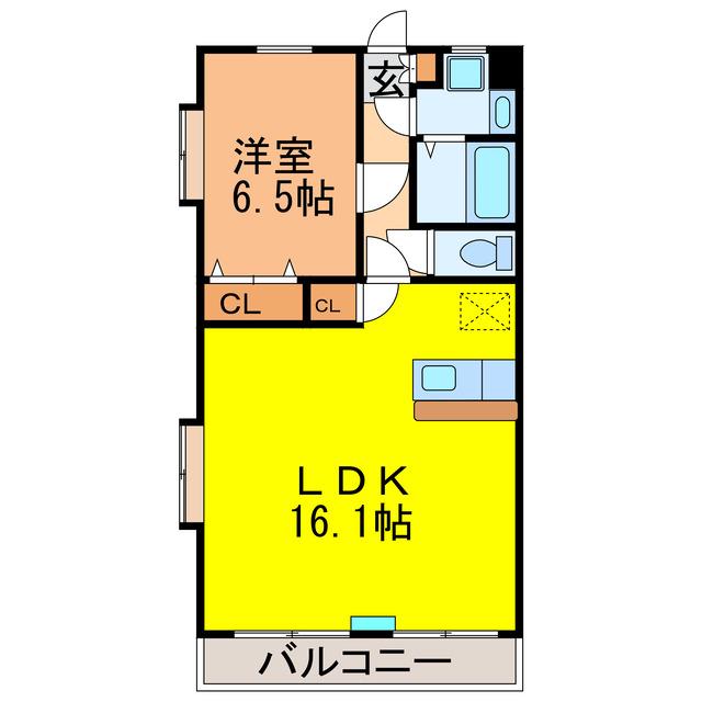 オーシャン(1LDK/1階)の間取り写真