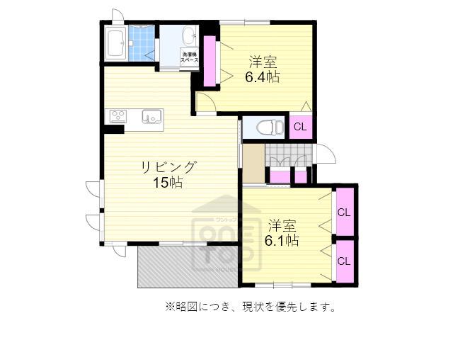 SHAMAISON千里山田(2LDK/1階)の間取り写真