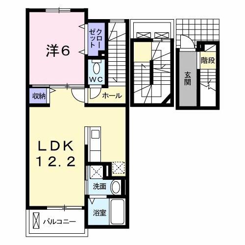 オルテンシアIII(1LDK/3階)の間取り写真