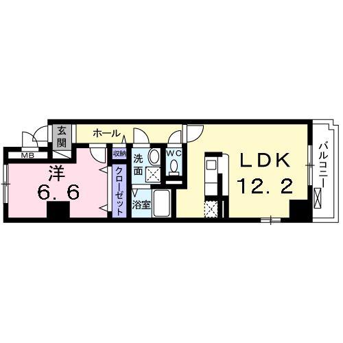 LATOUR 京(1LDK/1階)の間取り写真