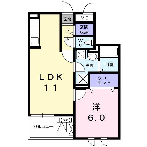 ラフレシールII(1LDK/3階)の間取り写真