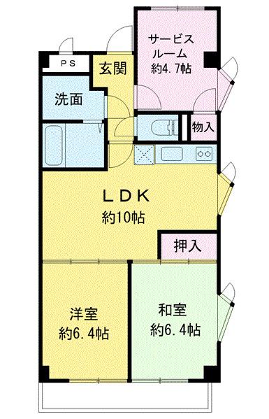 ウィル篠崎(2SDK/4階)の間取り写真