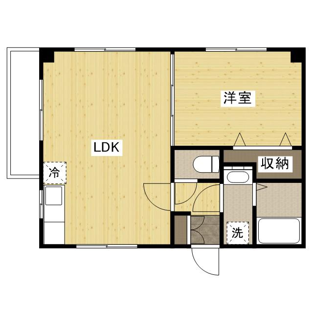 メゾンエル沖野上(1LDK/3階)の間取り写真