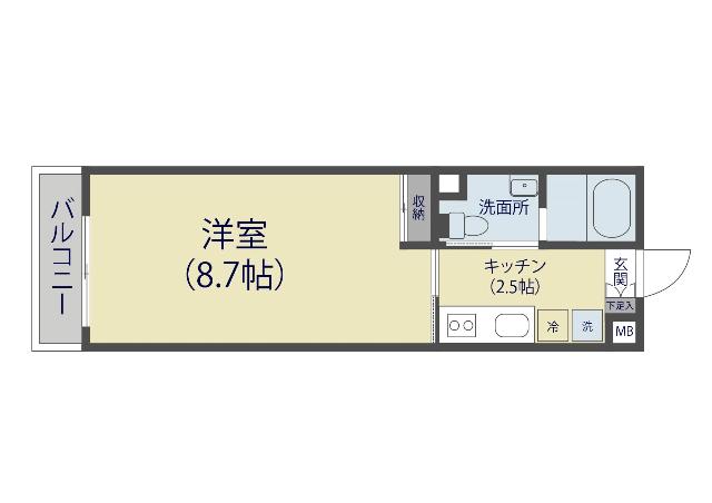 SUGAR CUBE KAWAGUCHI(1K/1階)の間取り写真