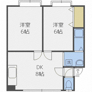 第6森宅建マンション(2DK/1階)の間取り写真