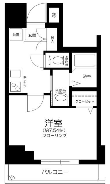ライジングプレイス両国弐番館(1K/7階)の間取り写真