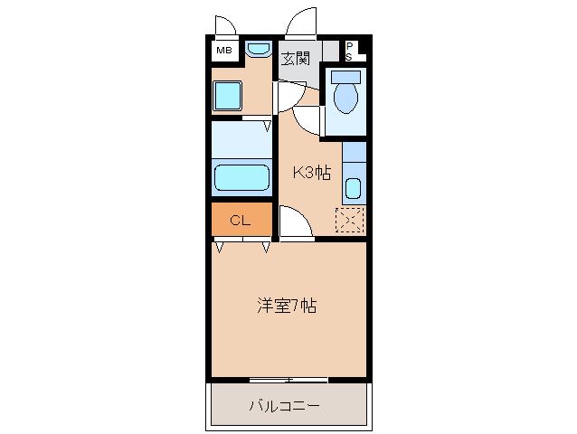 ガルデンヴィラ(1K/2階)の間取り写真