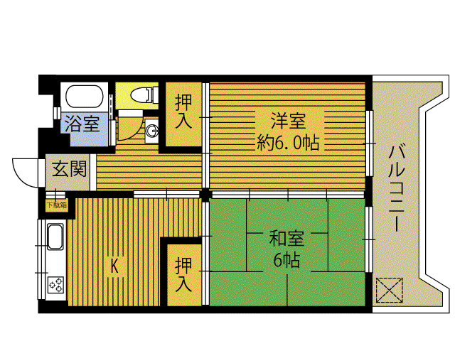末永ビル(2K/2階)の間取り写真