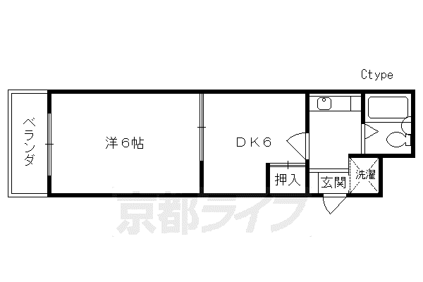 フレーヴァー深草(1DK/2階)の間取り写真