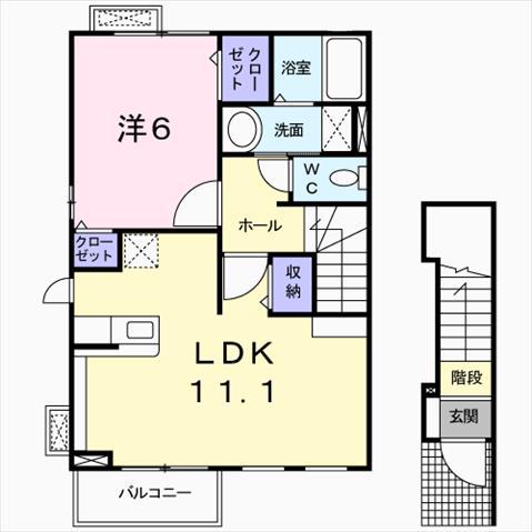 プルミエール(1LDK/2階)の間取り写真