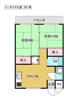コーポラス丸登(2DK/3階)の間取り写真