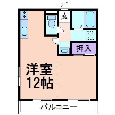 コスモハイツII(ワンルーム/1階)の間取り写真