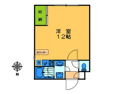 MOET(ワンルーム/4階)の間取り写真