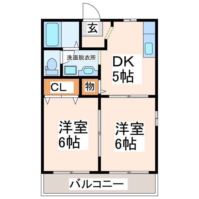 リバティ・21(2DK/2階)の間取り写真