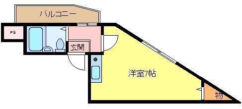 絢野壱番館(1K/2階)の間取り写真