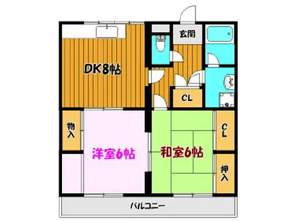 パーク西宿A棟(2DK/2階)の間取り写真