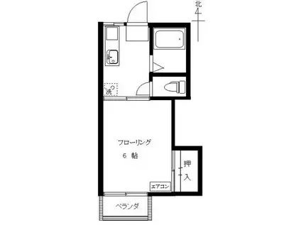 ファミーユササモリ(1K/2階)の間取り写真