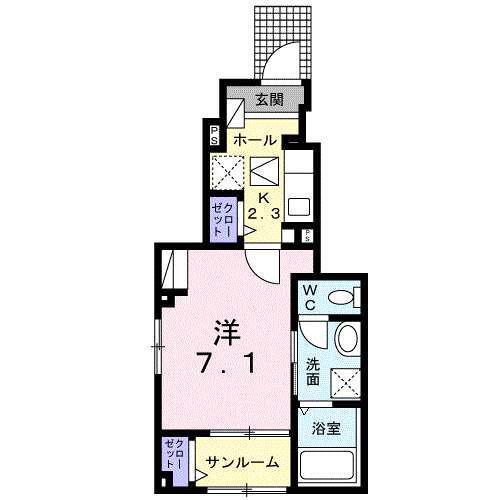 アネモネ(1K/1階)の間取り写真