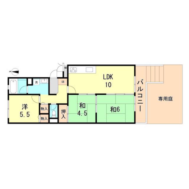 サニーハウス岡本(3LDK/1階)の間取り写真