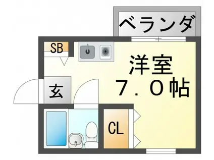 ドーミ千里山(ワンルーム/2階)の間取り写真