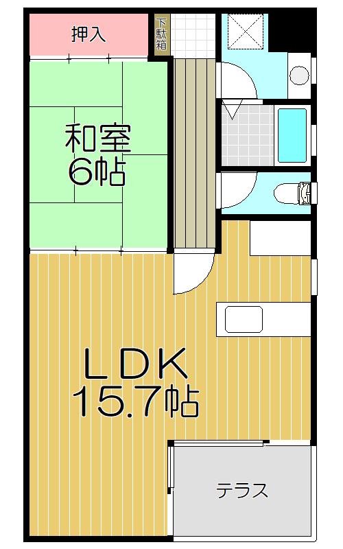 波崎リバーフロント(1LDK/1階)の間取り写真