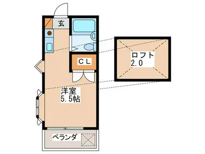 サンプレイス東大和(ワンルーム/2階)の間取り写真