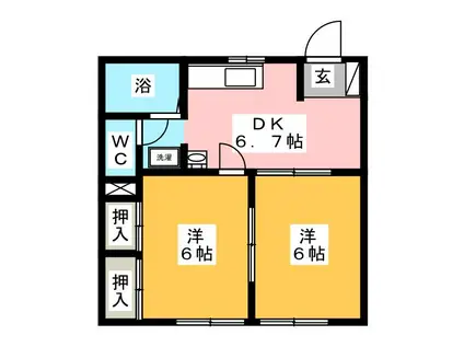 サンコーポ三園(2DK/1階)の間取り写真