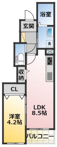 CIEL(1LDK/1階)の間取り写真