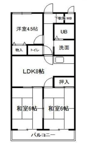 プラーフ夢野(3LDK/2階)の間取り写真