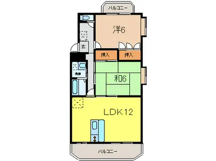 ヴェルドミール(2LDK/3階)の間取り写真